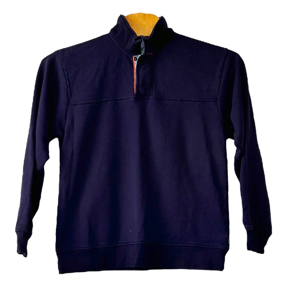 Orvis Men’s Navy Signature Quarter Zip Button Pullover Sz M